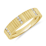 14K Gold Diamond Fluted Band- 0.06 CT.