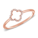 14K Gold Diamond Open Clover Ring - 0.06 CT