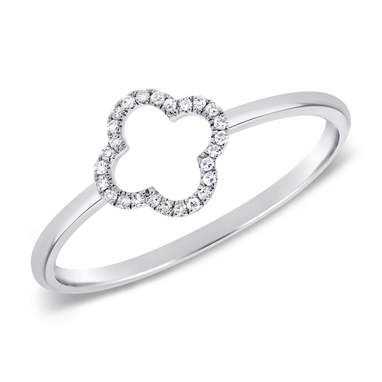 14K Gold Diamond Open Clover Ring - 0.06 CT