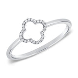 14K Gold Diamond Open Clover Ring - 0.06 CT