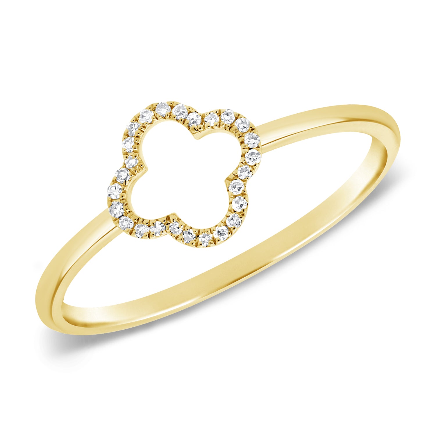 14K Gold Diamond Open Clover Ring - 0.06 CT