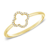 14K Gold Diamond Open Clover Ring - 0.06 CT