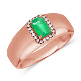 14K Gold Emerald & Diamond Ring - 0.08 CT