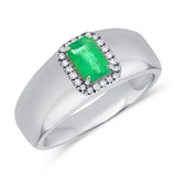 14K Gold Emerald & Diamond Ring - 0.08 CT