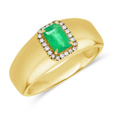 14K Gold Emerald & Diamond Ring - 0.08 CT