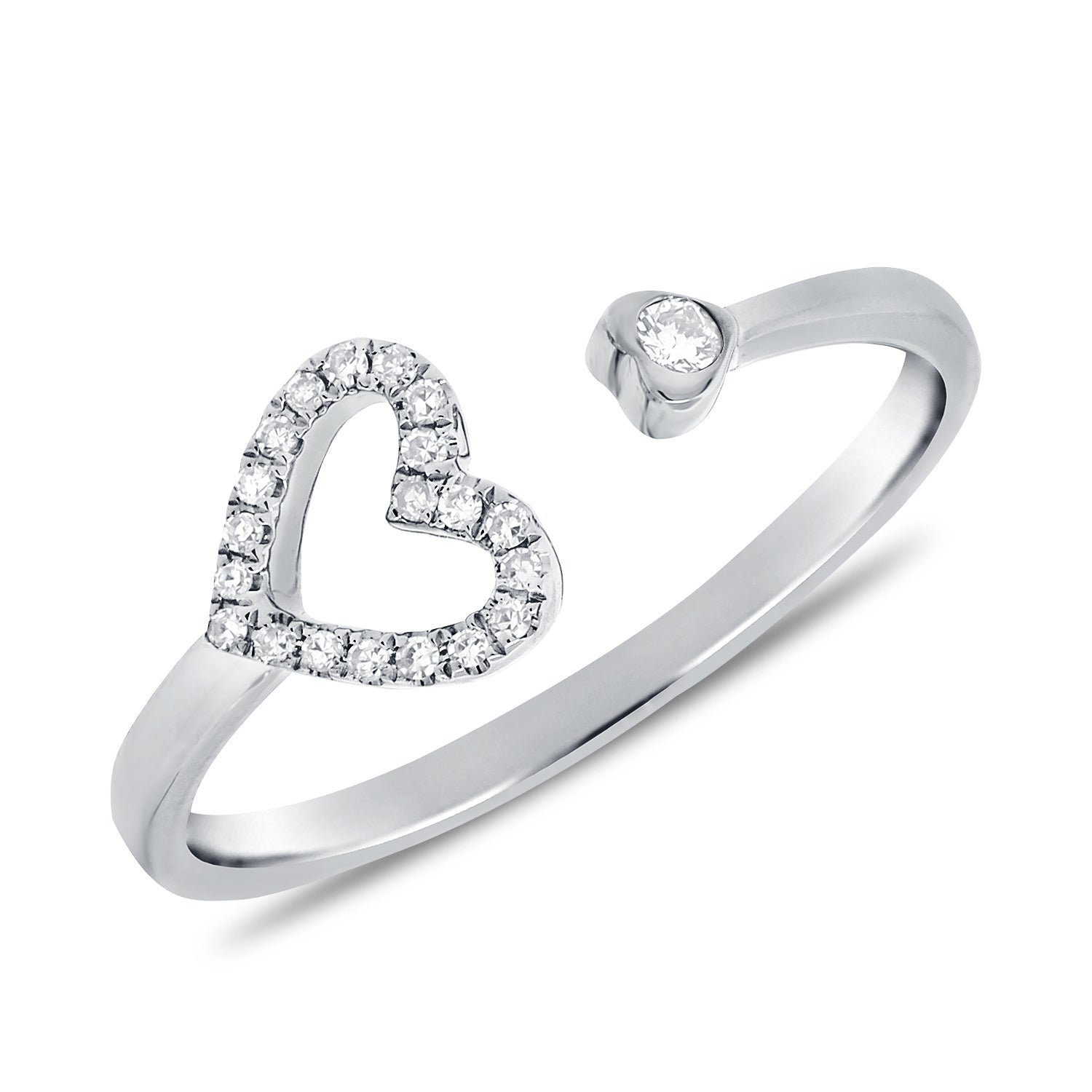 14K Gold Diamond Open Heart Ring - 0.08 CT