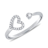 14K Gold Diamond Open Heart Ring - 0.08 CT