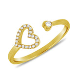14K Gold Diamond Open Heart Ring - 0.08 CT