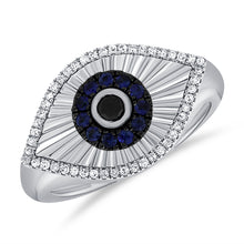 Load image into Gallery viewer, 14K Gold Sapphire &amp; Diamond Evil Eye Ring