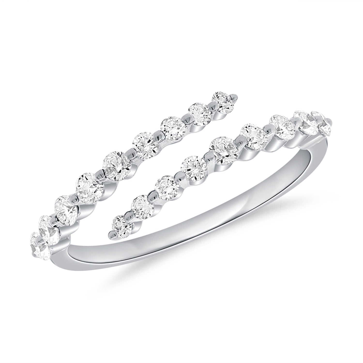 14k Gold & Diamond Crossover Ring - 0.45ct