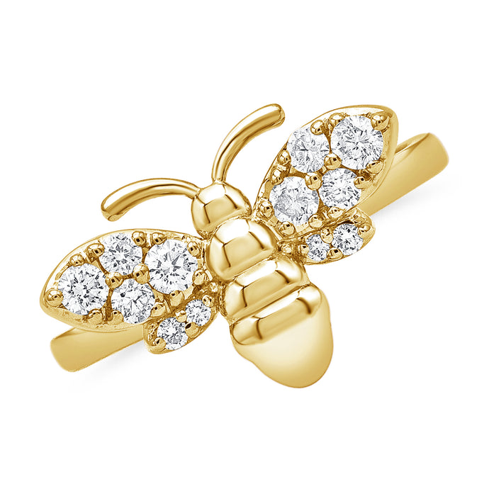 14K Gold Diamond Bumble Bee Ring