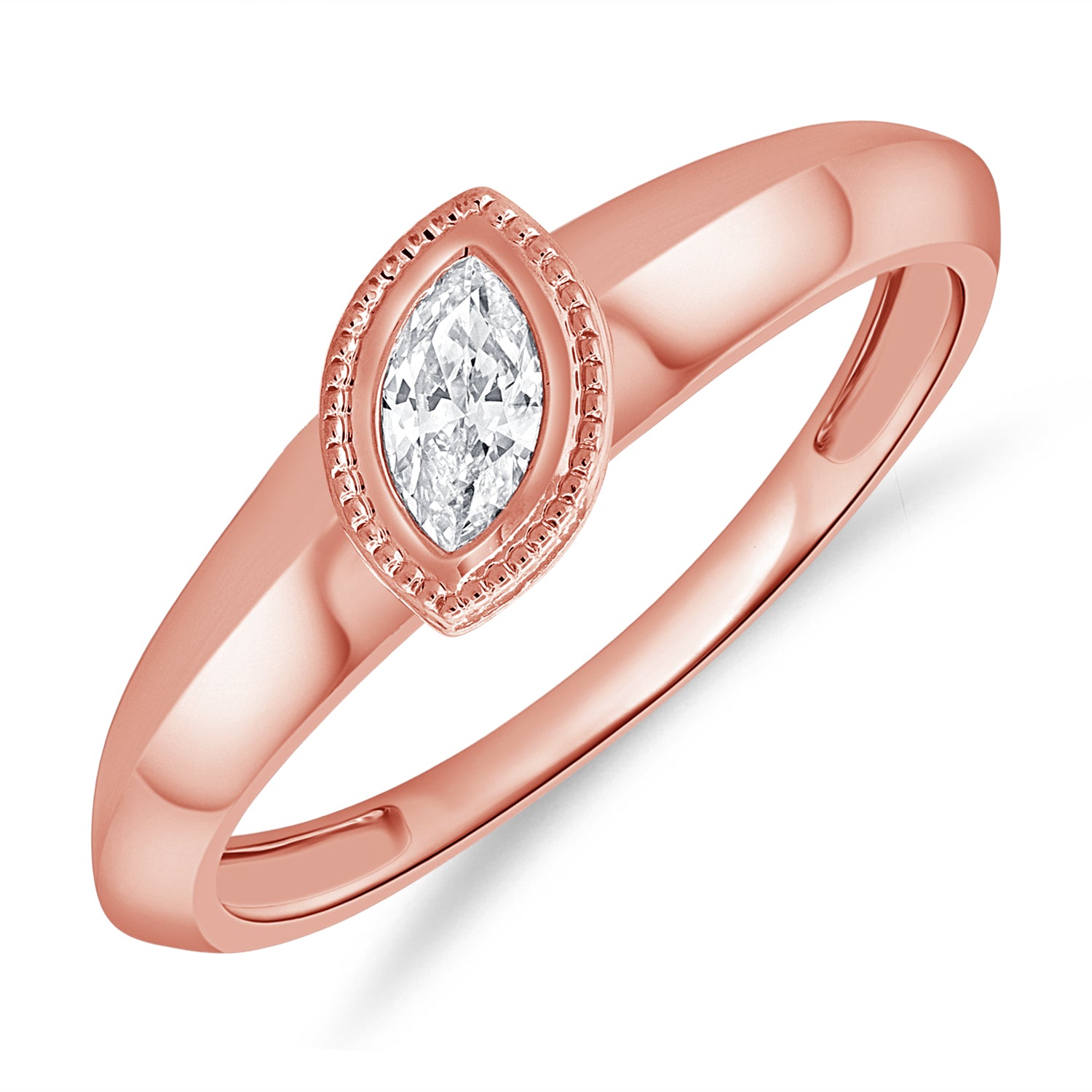 14K Gold Solitaire Marquis Ring - 0.22 CT