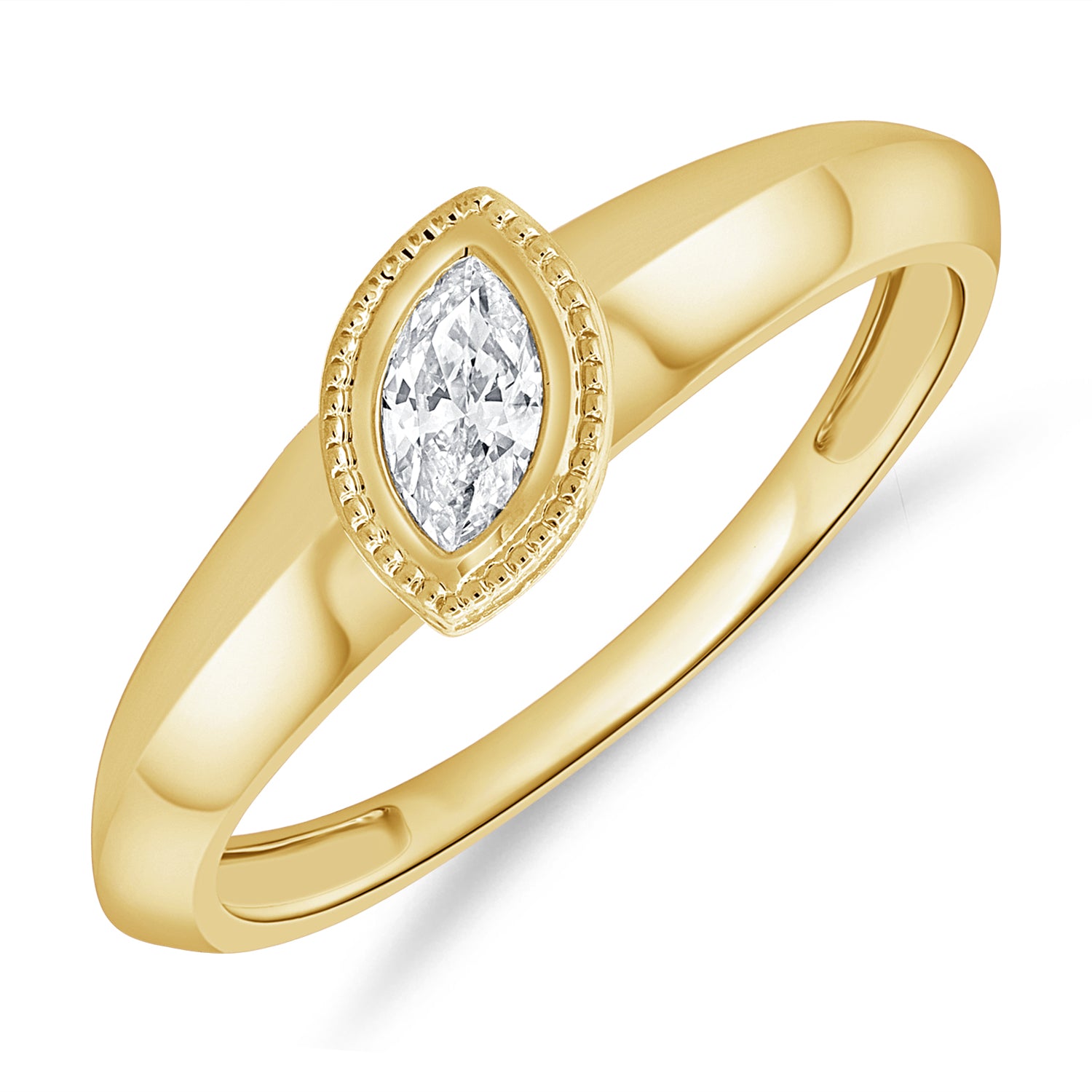 14K Gold Solitaire Marquis Ring - 0.22 CT