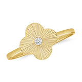 14K Gold Diamond Fluted Flower Ring - 0.05 CT