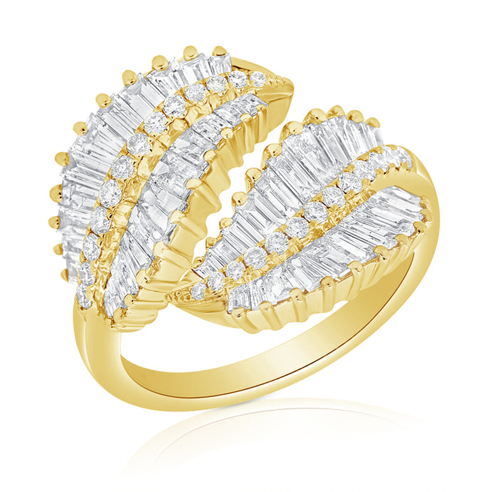 14K Gold & Diamond Leaf Bypass Ring