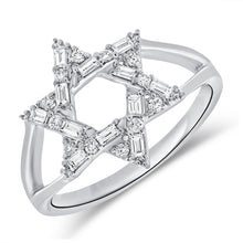 Load image into Gallery viewer, 14K Gold Diamond Star of David Ring