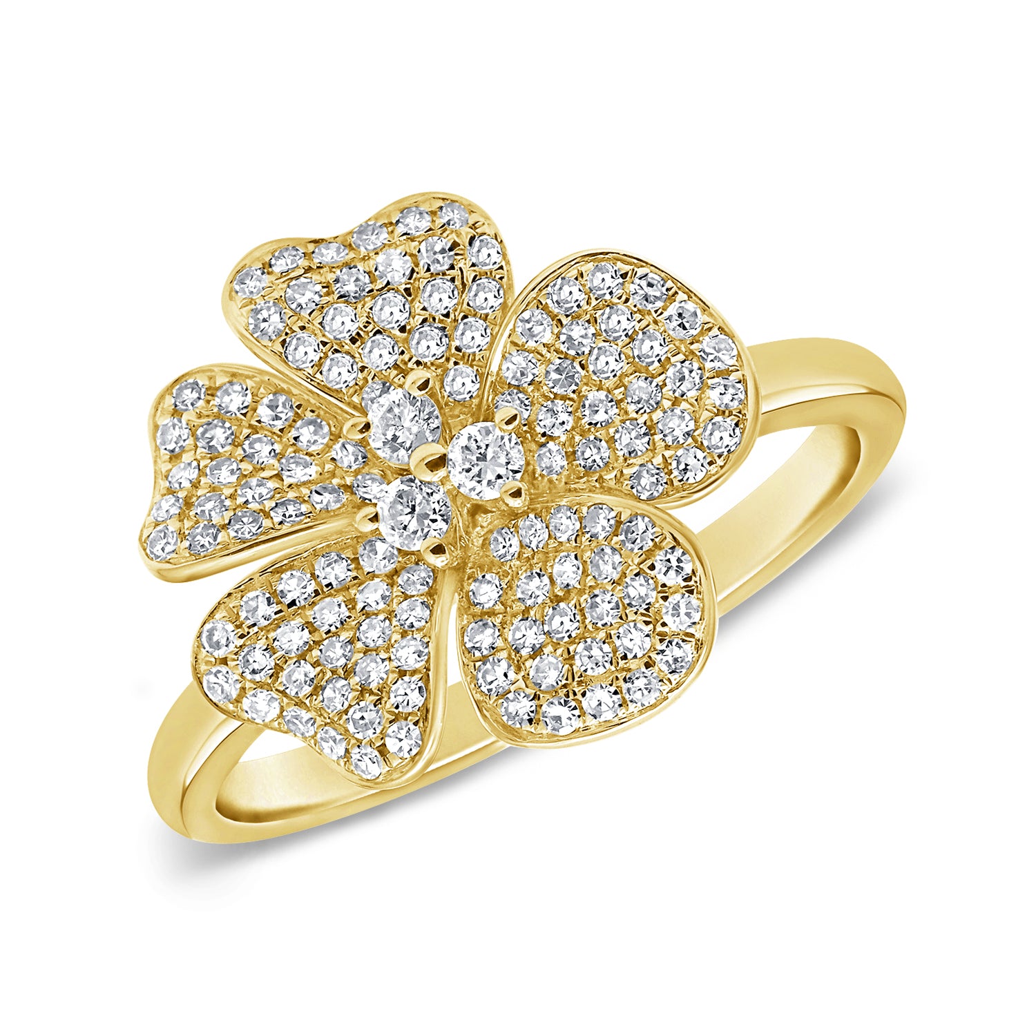 14K Gold & Diamond Flower Ring - 0.47ct – Sabrina Design