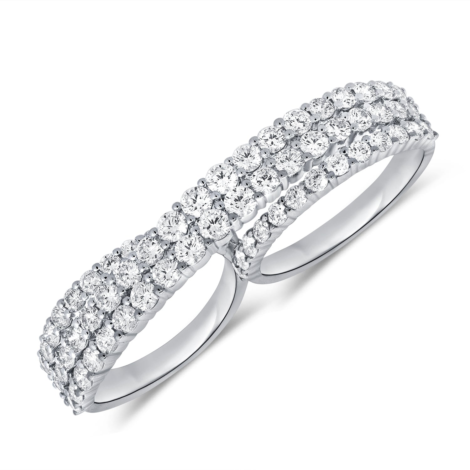 14K Gold Double Finger Ring- 3.01 CT