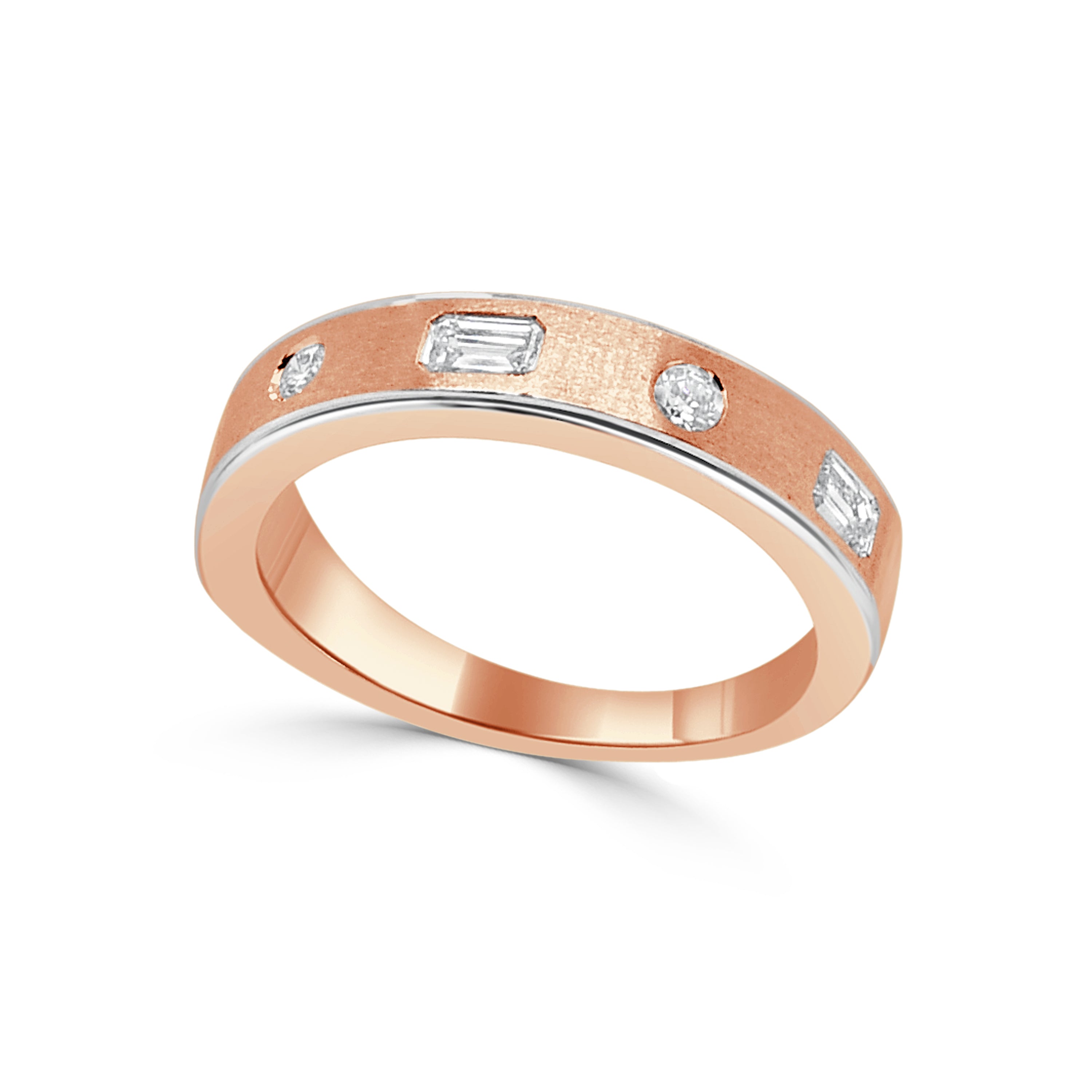 14K Gold Diamond Mixed Shape Gypsy Set Band - 0.50 CT