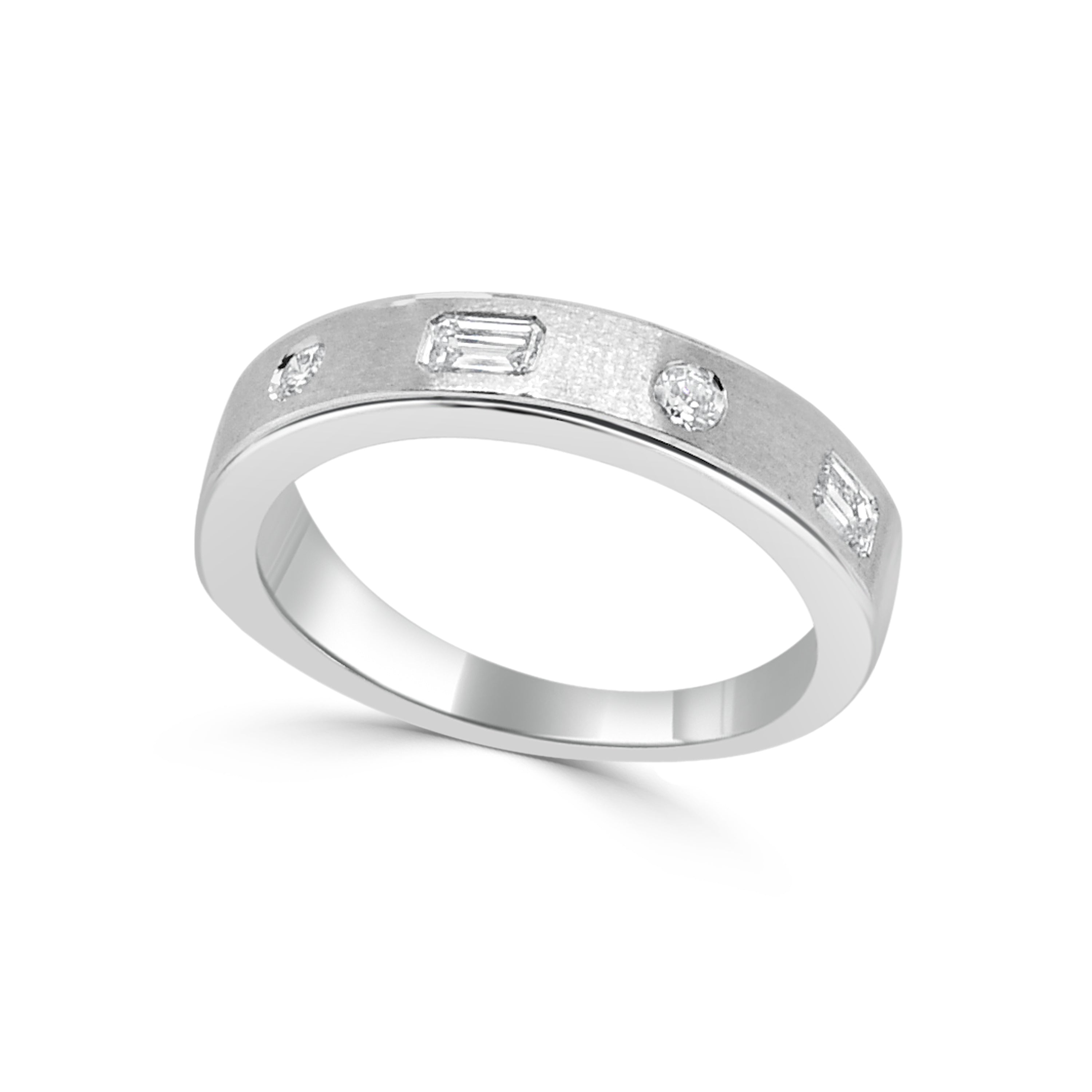 14K Gold Diamond Mixed Shape Gypsy Set Band - 0.50 CT