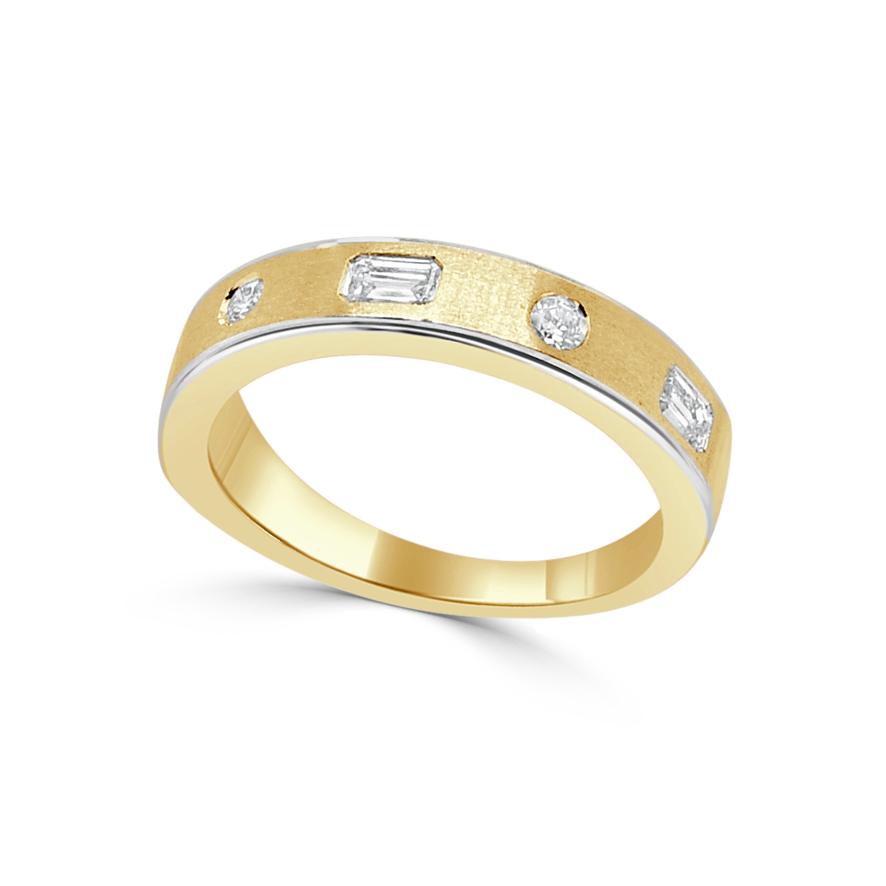14K Gold Diamond Mixed Shape Gypsy Set Band - 0.50 CT