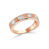 14K Gold Diamond Emerald Cut Gypsy Set Band- 0.75 CT