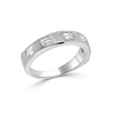 14K Gold Diamond Emerald Cut Gypsy Set Band- 0.75 CT