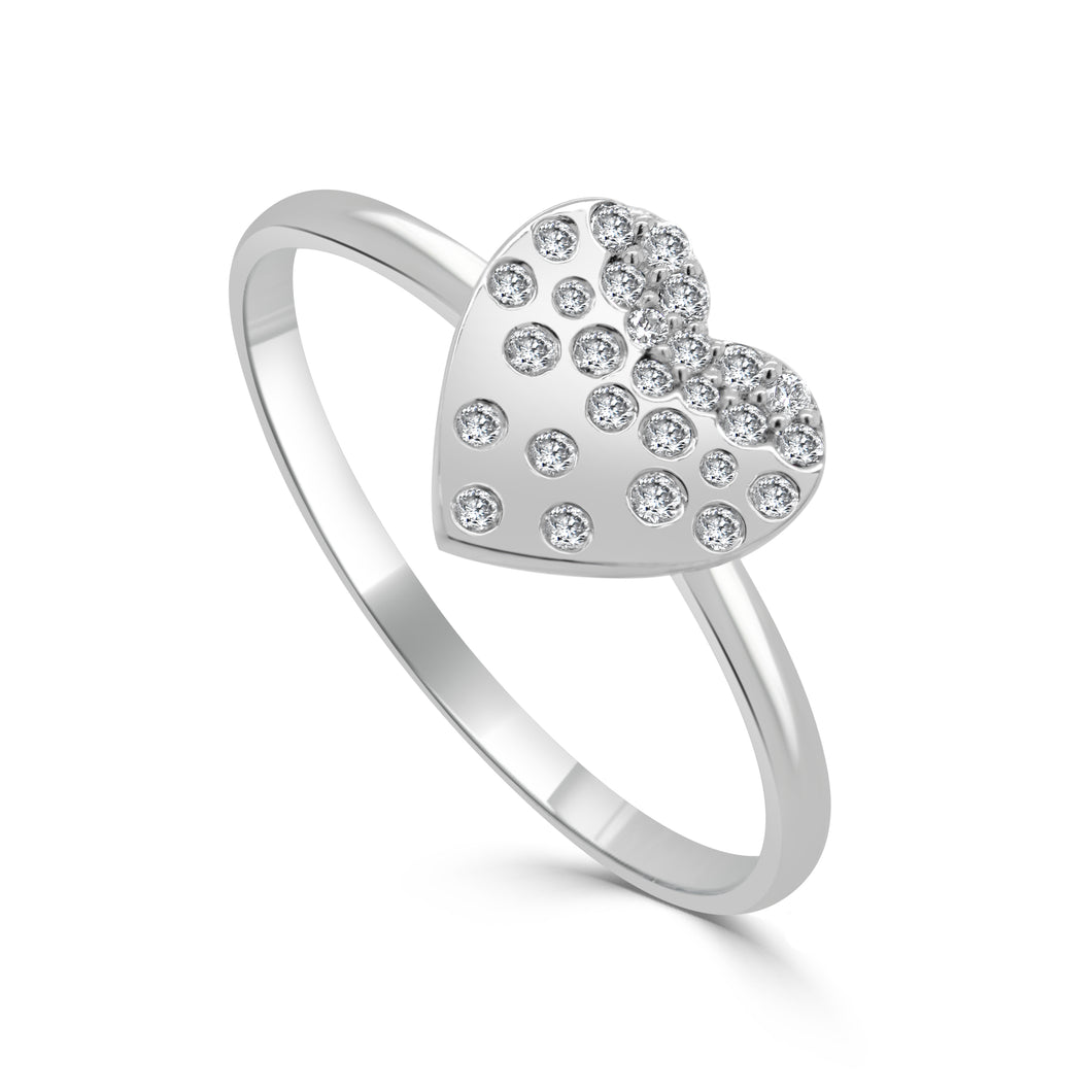 14K Gold Diamond Sprinkle Heart Ring