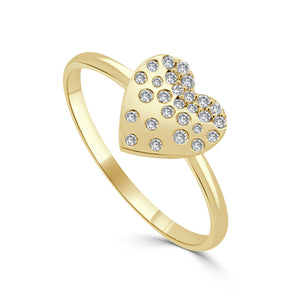 14K Gold Diamond Sprinkle Heart Ring