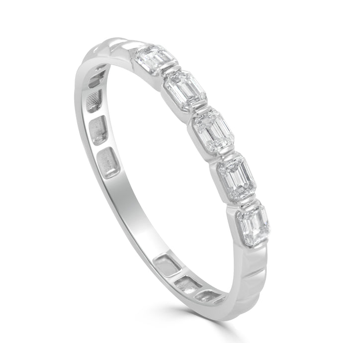 14K Gold & Emerald-Cut Diamond Band