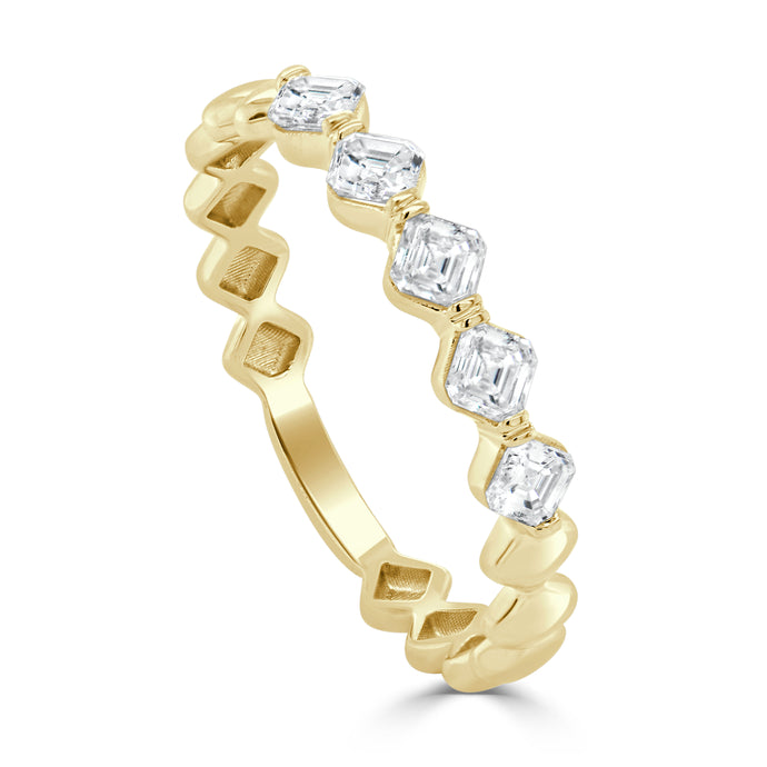 14K Gold & Ascher-Cut Diamond Band