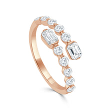 Load image into Gallery viewer, 14K Gold Round &amp; Emerald-Cut Diamond Wrap Ring