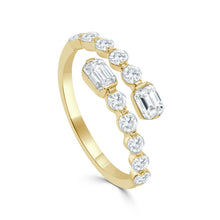 Load image into Gallery viewer, 14K Gold Round &amp; Emerald-Cut Diamond Wrap Ring