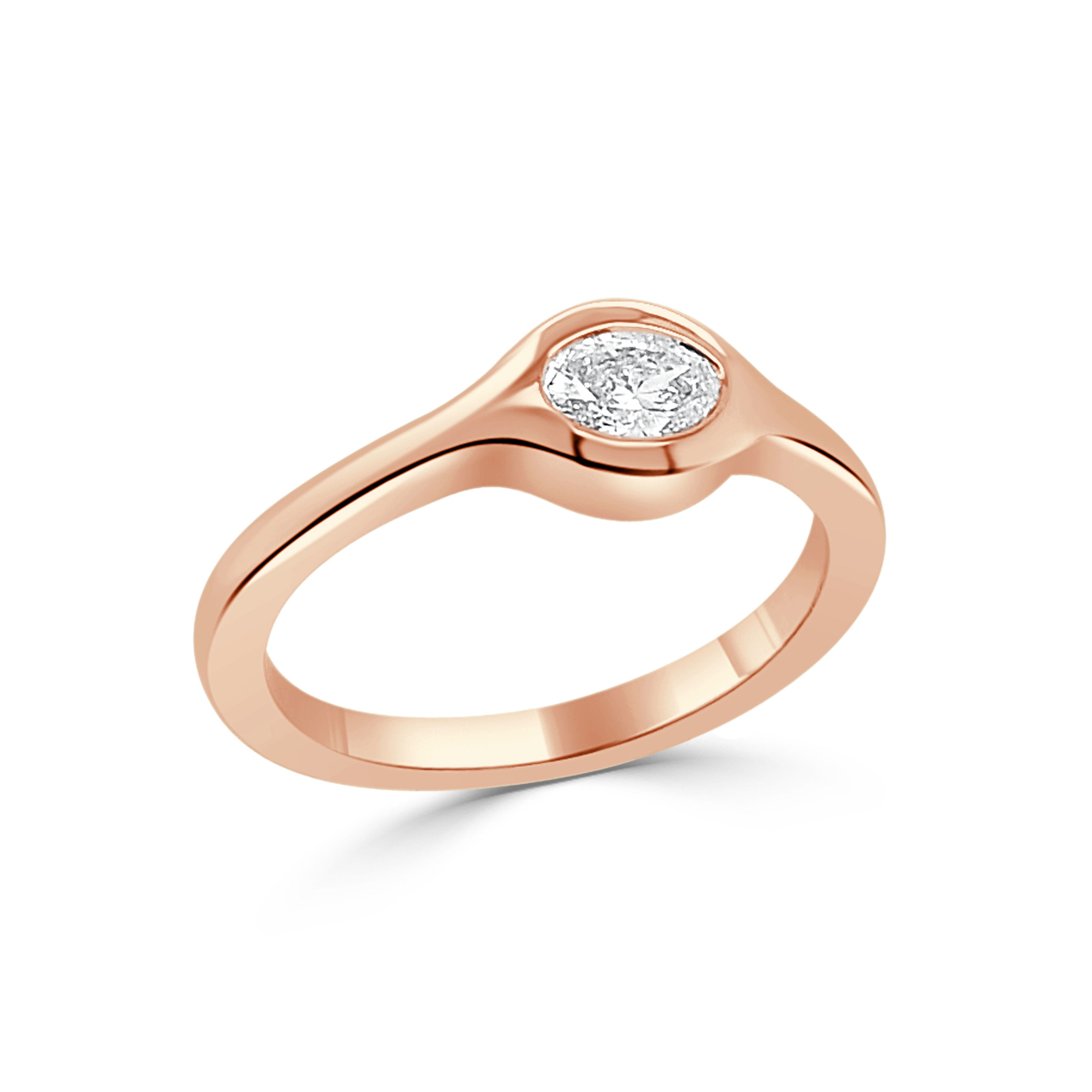 14K Oval Diamond Ring- 0.32 CT