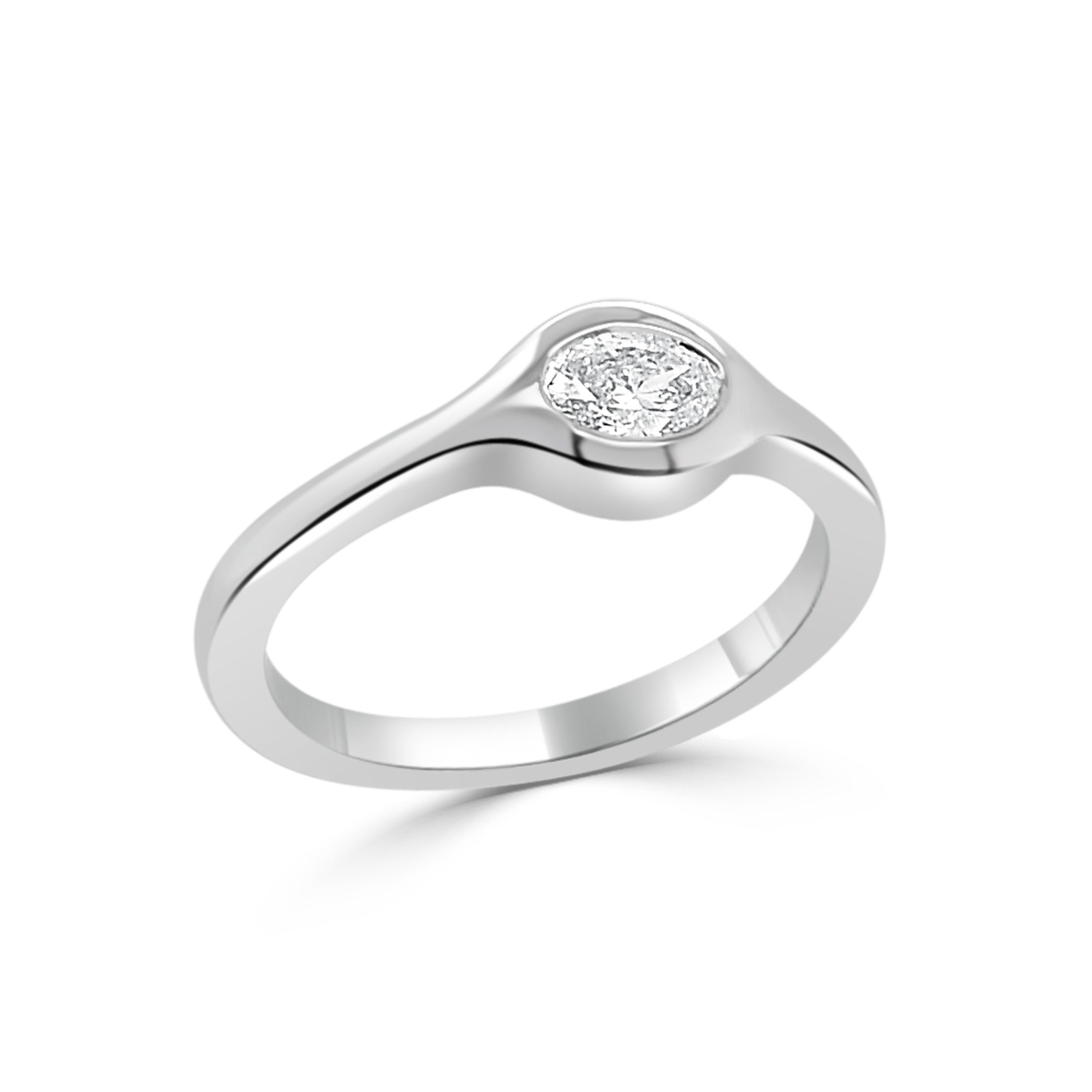 14K Oval Diamond Ring- 0.32 CT