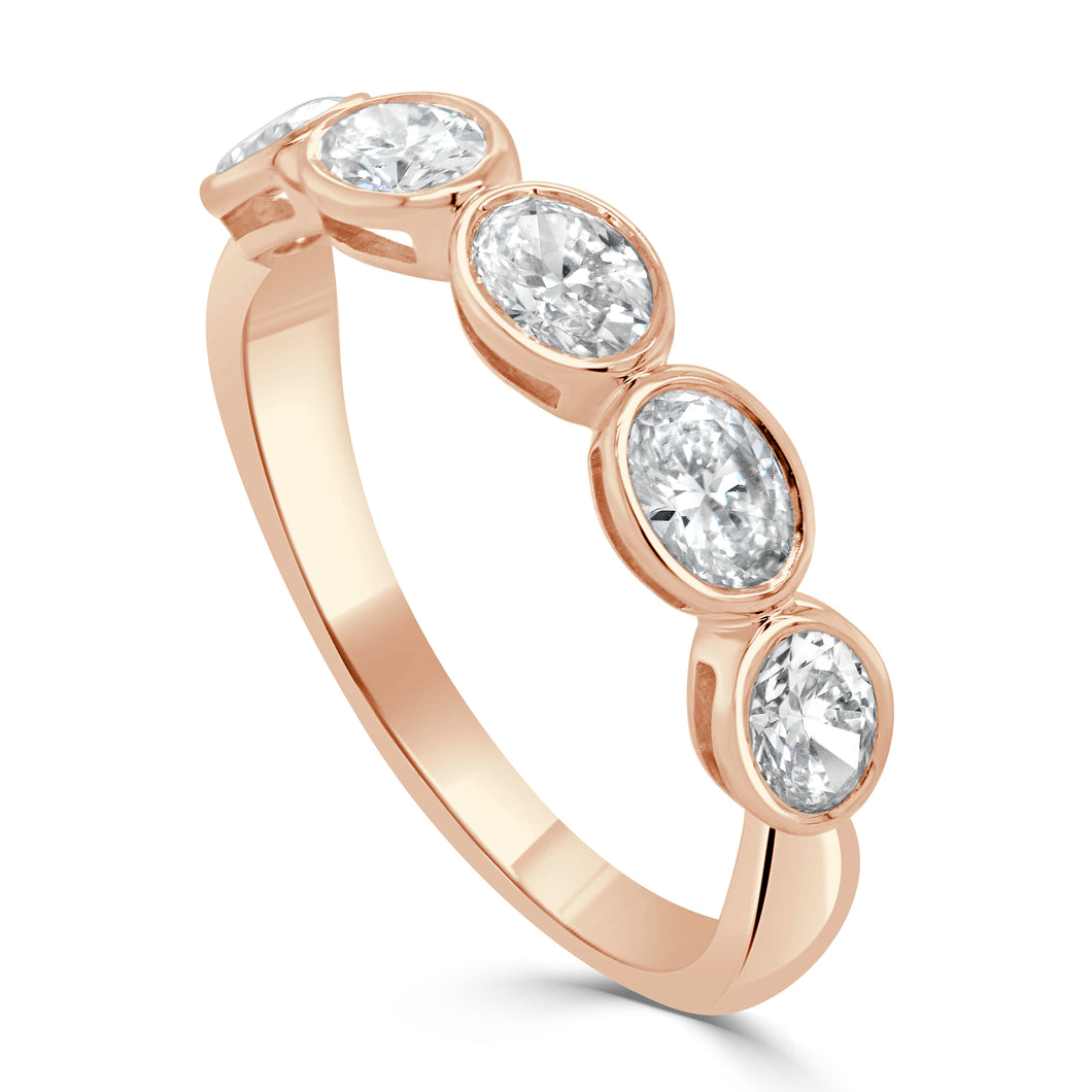 14K Gold & Oval Diamond Bezel-Set Ring