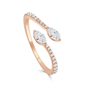 14K Gold & Marquise Diamond Bypass Ring