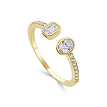Load image into Gallery viewer, 14K Gold Oval and Emerald Cut Open Diamond Ring