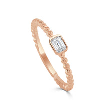 Load image into Gallery viewer, 14K Gold &amp; Emerald-Cut Diamond Beaded Ring