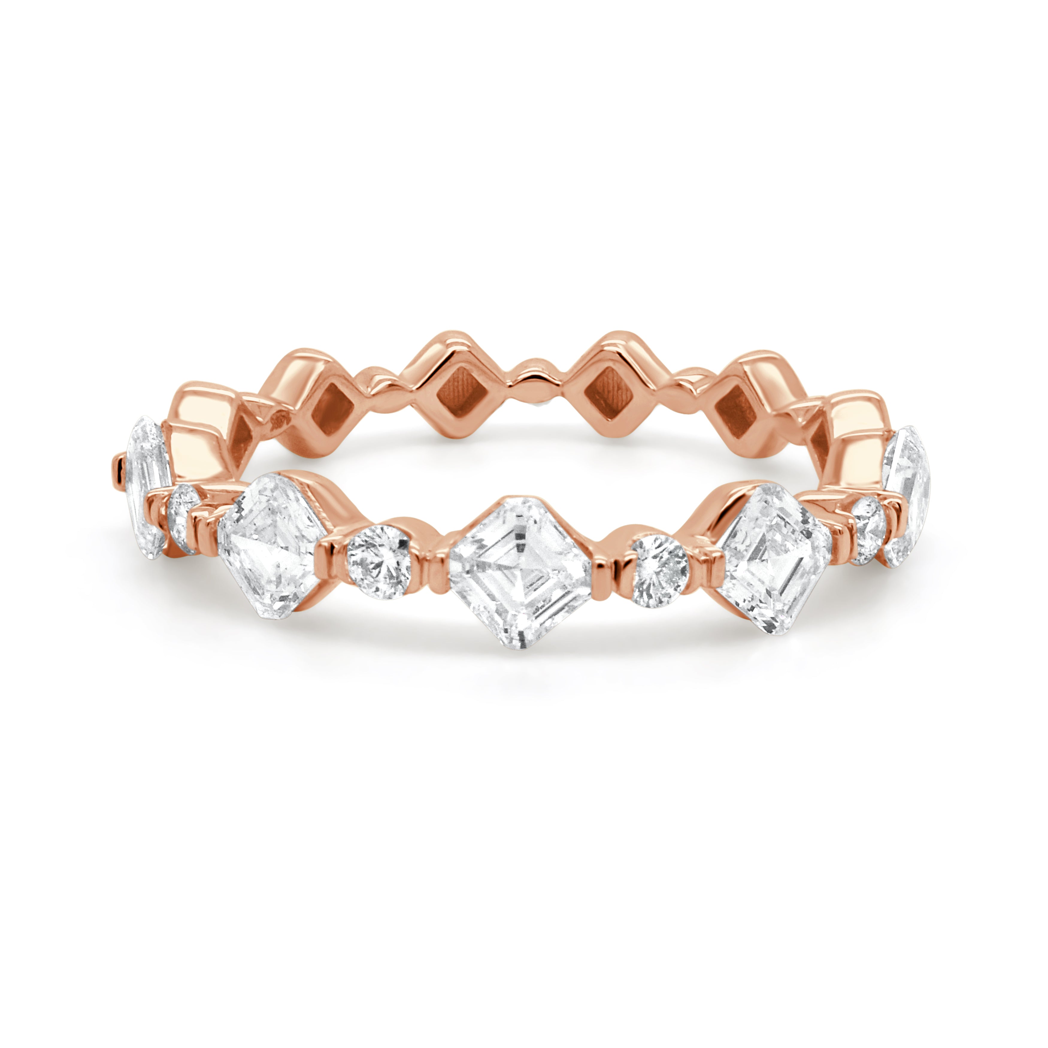 14K Gold Asscher Cut & Round Diamond Ring - 0.82ct