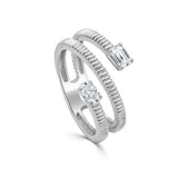 14K Gold Emerald Cut & Oval Diamond Wrap Ring - 0.42ct