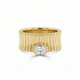 14K Gold Oval Cut Textured Ring - 0.31 CT
