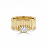 14K Gold Pear Shape Textured Ring - 0.31 CT