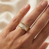 14K Gold Pear Shape Textured Ring - 0.31 CT