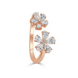 14K Gold Pear Shape Diamond Open Flower Ring - 0.79 CT