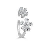 14K Gold Pear Shape Diamond Open Flower Ring - 0.79 CT