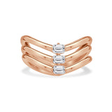14K Gold 3 Stone Emerald Cut Diamond Ring - 0.46 CT