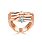 14K Gold 3 Stone Emerald Cut Diamond Ring - 0.46 CT