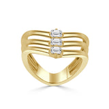 14K Gold 3 Stone Emerald Cut Diamond Ring - 0.46 CT