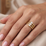 14K Gold 3 Stone Emerald Cut Diamond Ring - 0.46 CT